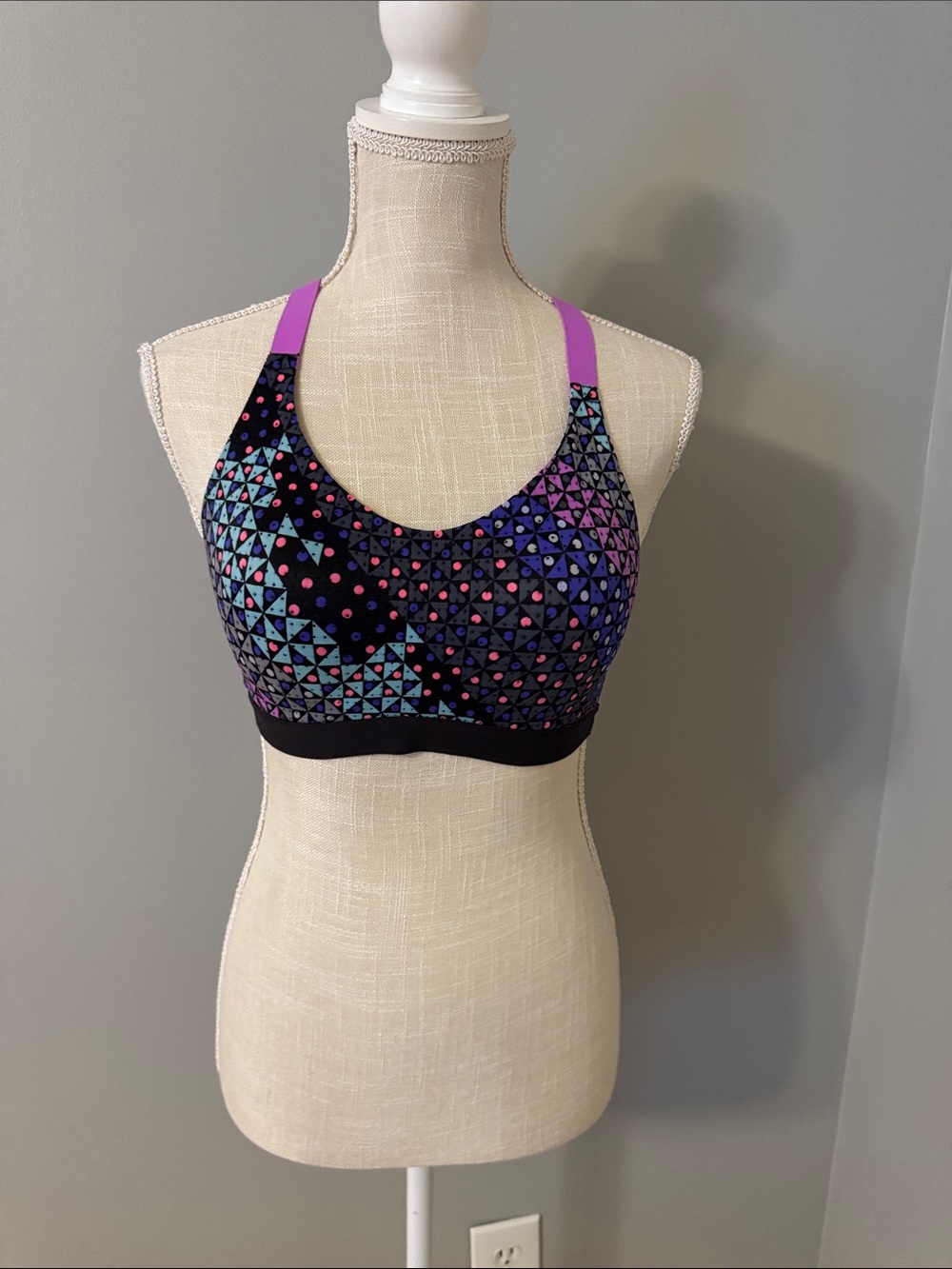 Victoria's Secret Purple and Pink Geometric Sports Bra